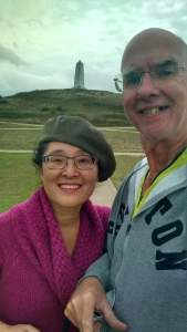 In front of the Monument.