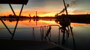 Submerging into the horizon.